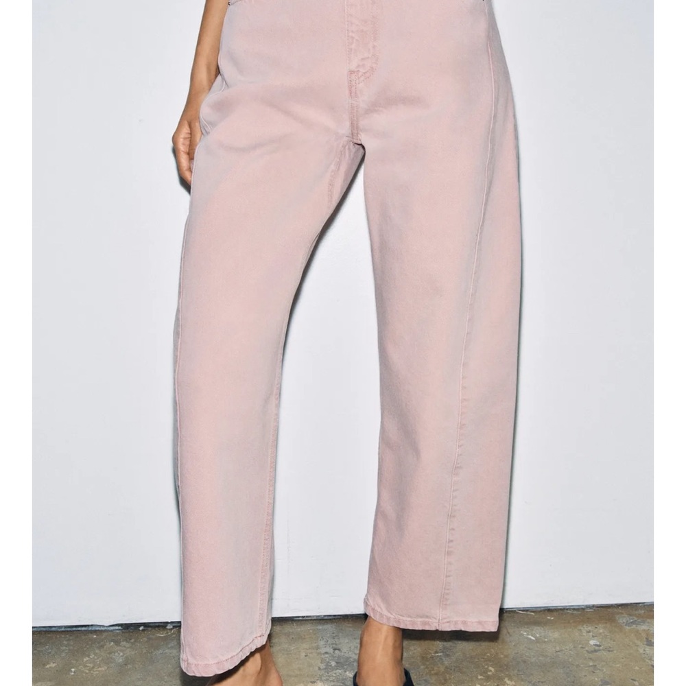 Zara Straight-Leg Jeans in Soft Pink
